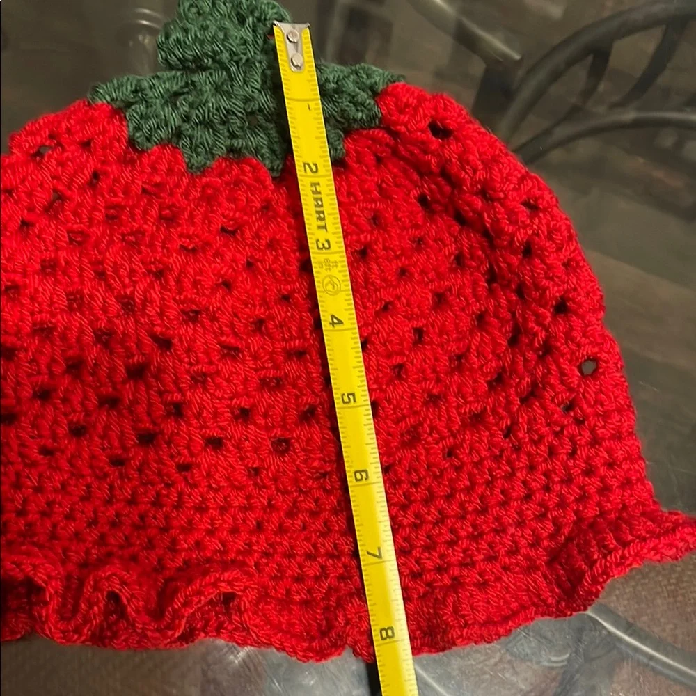 Handmade Red Strawberry Knit Hat for Kids